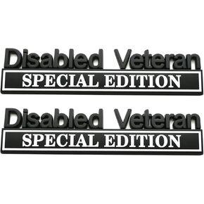 2pcs Disabled Veteran Special Edition Emblem Car Decal, Warrior Soldier 3D Sticker, Disabled Veteran Special Edition Letters Car Badges, Accessories (Chrome Red)