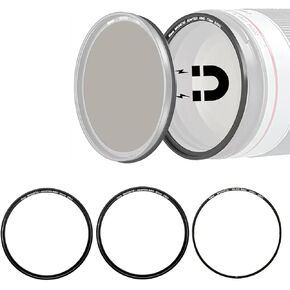 Kase 72mm Magnetic Lens Filter Adapter Ring Kit Pro - Convert 82mm Screw in Thread Filter to Magnetic Filter