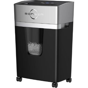 BONSEN 16-Sheet Heavy Duty Paper Shredder for Office, 60-Minute Running Time Cross-Cut CD Shredder with 60dB Low-Noise, 5.3-Gallon Pull Out Bin, Anti-Jam & Quiet Shredder for Home Office (S3102)