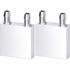 DIYhz Aluminum Water Cooling Block, Liquid Water Cooler Heat Sink System for PC Computer CPU Graphics Radiator Heatsink Endothermic Head Silver 2pcs(40mm x 120mm x 12mm)
