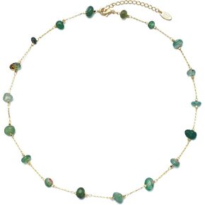 JURYLOO Beaded Choker Necklaces, Handmade Healing Crystal Stone Choker Colorful Bohemian Gemstone Necklaces Gold Summer Beach Choker Necklaces for Women Girls