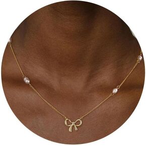 Dainty Pearl Necklaces for Women 14K Gold/Silver Plated Cute Layered Pearl Chain Necklace Minimalist Pearl Necklace Pearl Choker Elegant Gold Necklace for Women Handmade Jewelry