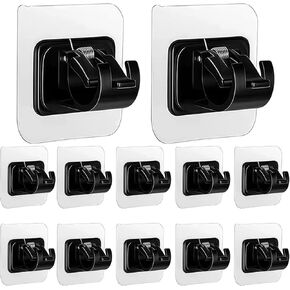 Artoshin 12PCS No Drill Curtain Rod Brackets Self Adhesive Curtain Rod Holder No Drilling Curtain Rod Hooks Nail Free Adjustable Curtain Rod Holders Curtain Hangers for Bathroom Kitchen LivingRoom