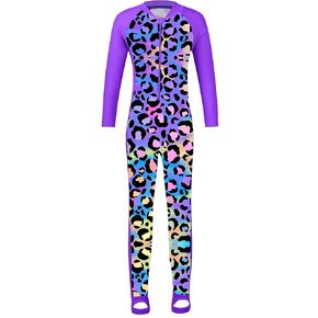 TFJH E 1PCS Girls Long Sleeve Swimsuit UPF 50+ Rashguard Zipper Footed