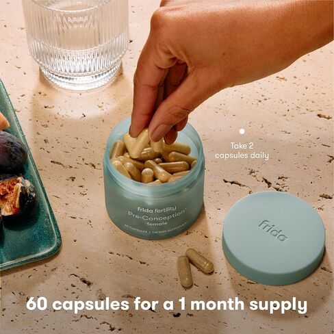 مكملات فريدا للخصوبة الأنثوية لما قبل الحمل - فيتامينات ومعادن يومية للحفاظ على وظيفة البويضة ودعمها، احتياطي المبيض، دورة شهرية منتظمة - 60 كبسولة لكل منها، كمية تكفي 30 يومًا in Kuwait