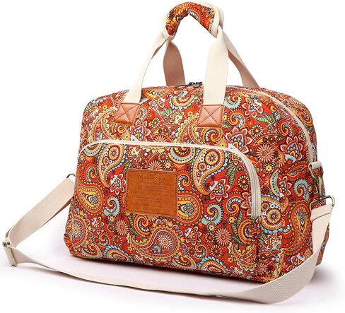 Malirona Canvas Overnight Bag Women Weekender Bag Carry On Travel Duffel Bag Floral (Blue) in Kuwait