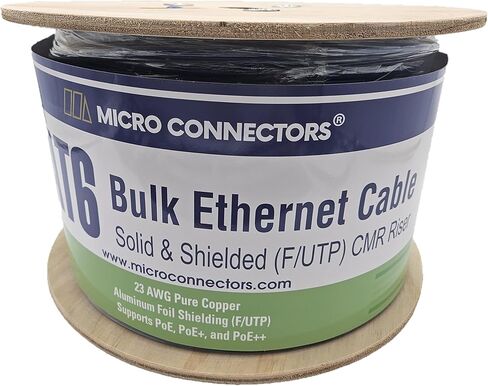 Micro Connectors 250 Feet Cat6 Solid (F/UTP) Outdoor Bulk Ethernet 23AWG Cable (Black) (TR4-560BOU-250) in Kuwait
