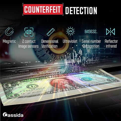 Cassida 6600 UV – عداد النقود بدرجة الأعمال في الولايات المتحدة الأمريكية مع خاصية اكتشاف التزييف بالأشعة فوق البنفسجية/الأشعة تحت الحمراء – آلة عد الفواتير ذات التحميل العلوي مع ValuCount™، أوضاع الإضافة والدفعة – سرعة العد السريعة 1,400 ورقة نقدية/الدقي in Kuwait