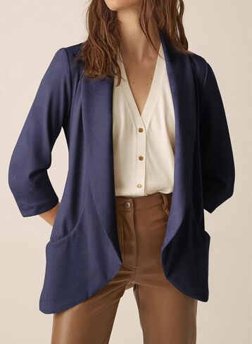 Happy Sailed Womens 3/4 Sleeve Blazers Lightweight Open Front Cardigan Jacket Office Work Suits in Saudi Arabia