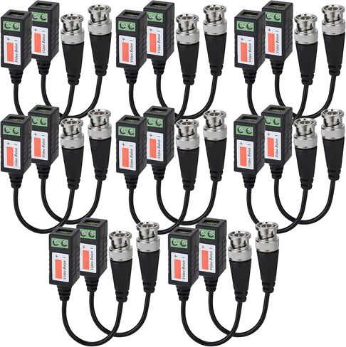Passive Video Balun Connectors 8 Pairs Cat5 HD Mini CCTV BNC Video Balun Transceiver Cable with Lighting Protection and Coax BNC Connector to RJ45 Terminal for CCTV Surveillance Camera Systems in Kuwait