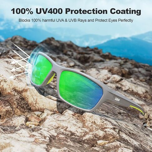 Polarized Sunglasses for Men Women, Lightweight Frame with UV400 Protection Wrap Around Glasses for Running Fishing in Saudi Arabia