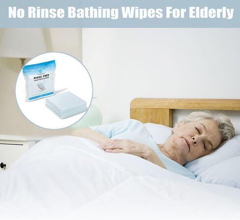 HYGIENJOY - إسفنجات حمام خالية من الشطف (25 قطعة) مناديل مبللة للجسم للبالغين للاستحمام - سميكة جدًا، لا تترك بقايا مناديل استحمام للبالغين بدون شطف، لكبار السن، للمصابين، لطريح الفراش، وأيضًا للمخيمين والمتنزهين، الإسفنج مناديل الحمام (عبوة واحدة) in Kuwait