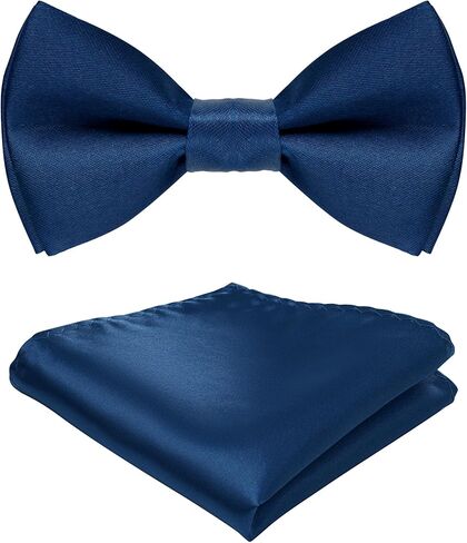 Kids Bow Tie Classic Bow Tie Adjustable Neck Bowtie with Handkerchief for Kids Wedding Party in Kuwait