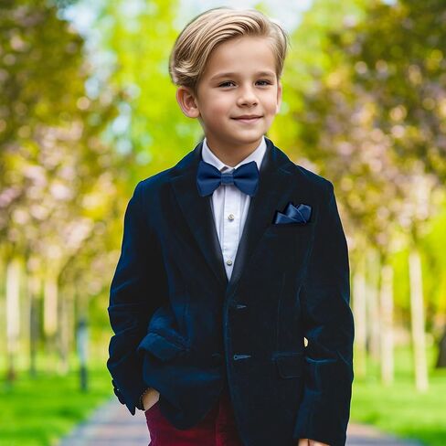 Kids Bow Tie Classic Bow Tie Adjustable Neck Bowtie with Handkerchief for Kids Wedding Party in Kuwait