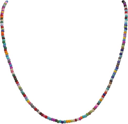 Bohemian Hawaiian Colorful Beaded 14K Gold Plated Cubic Zirconia diamond tennis necklace for Teen Girls Women in Saudi Arabia