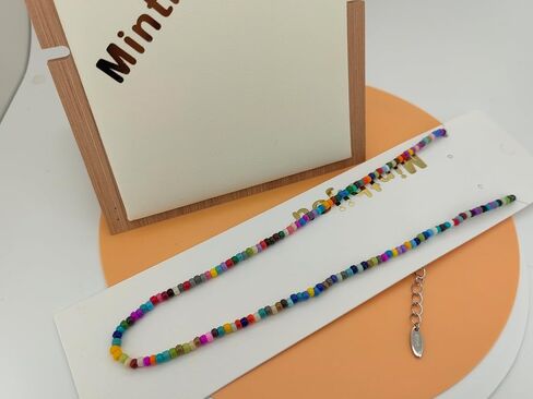 Bohemian Hawaiian Colorful Beaded 14K Gold Plated Cubic Zirconia diamond tennis necklace for Teen Girls Women in Saudi Arabia