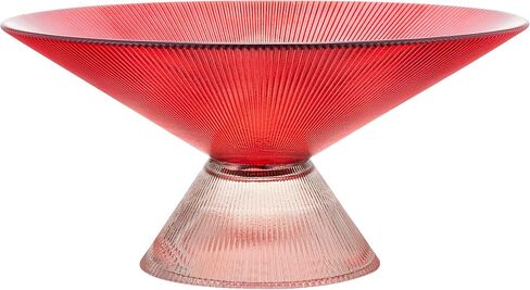 Glass Fruit Bowl - 10" Red Decorative Bowl - Decorative Bowls for Home Décor - Centerpiece Bowl for Entryway Table, Candy Dish, and Essentials Display - Glass Bowl Decorative - Footed Bowl in Saudi Arabia