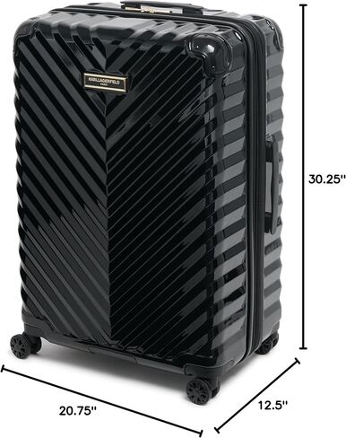Karl Lagerfeld Paris Women's Suitcase Spinner Wheels Hardside, Deep Black, One Size in Saudi Arabia