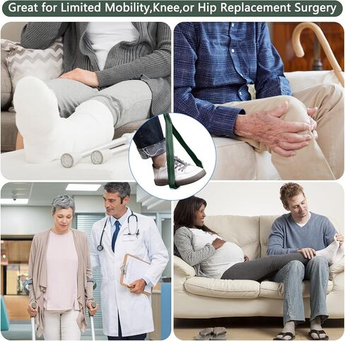42 Inch Long Leg Lifter Assist, Comfortable Foot Pad with Large Rigid Foot Loop &Sturdy Multiple Handles For Limited Mobility, Knee, or Hip Replacement Surgery (Blue) in Saudi Arabia