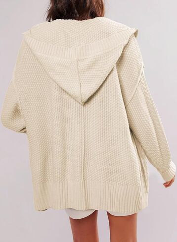 Dokotoo Oversized Sweaters for Women Casual Solid Long Sleeve Button Down Chunky Knit Hooded Cardigan Sweaters Coat in Saudi Arabia