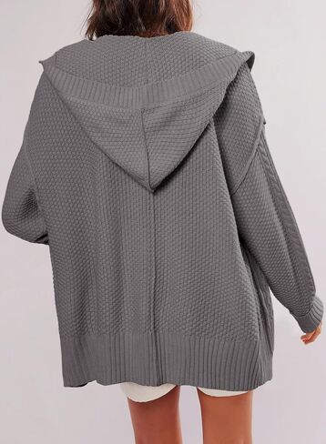Dokotoo Oversized Sweaters for Women Casual Solid Long Sleeve Button Down Chunky Knit Hooded Cardigan Sweaters Coat in Saudi Arabia