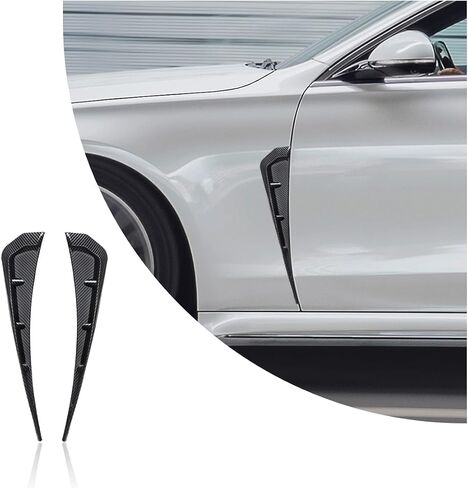 2PCS Car Fender Side Vents, Carbon Fiber Spoiler Body Decoration Cover, Auto Exterior Accessories Air Inlet Grille Spoiler Trim Cover, Car Accessories Spoiler Trim Cover (Black) in Saudi Arabia