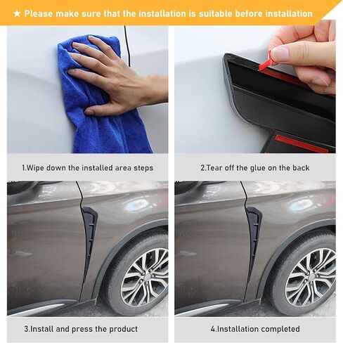 2PCS Car Fender Side Vents, Carbon Fiber Spoiler Body Decoration Cover, Auto Exterior Accessories Air Inlet Grille Spoiler Trim Cover, Car Accessories Spoiler Trim Cover (Black) in Saudi Arabia