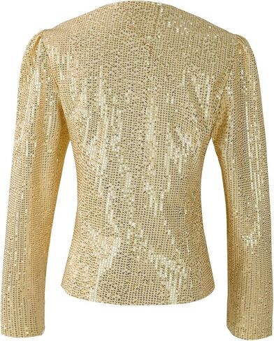 Women's Sequin Jacket Button Up Long Sleeved Disco Sparkling Top in Saudi Arabia