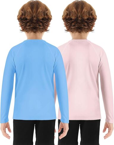 UPF 50+ Boys Swim Shirt, Long Sleeve Rash Guard Youth Kids UV Sun Protection SPF Shirts Fishing Water Beach Surfing in Saudi Arabia