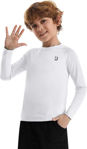 UPF 50+ Boys Swim Shirt, Long Sleeve Rash Guard Youth Kids UV Sun Protection SPF Shirts Fishing Water Beach Surfing in Saudi Arabia