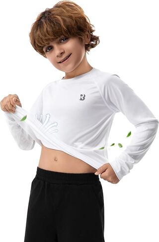 UPF 50+ Boys Swim Shirt, Long Sleeve Rash Guard Youth Kids UV Sun Protection SPF Shirts Fishing Water Beach Surfing in Saudi Arabia