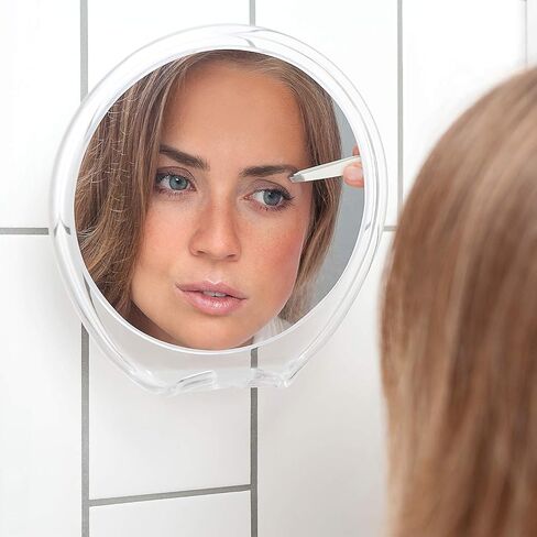 مرآة دش لوكسو، مرآة حلاقة مع حامل ماكينة حلاقة للاستحمام وكوب شفط قوي - مرآة دش مقاومة للكسر بدون ضباب للحلاقة، مرآة بدون ضباب للاستحمام والملاقط (شفافة) in Kuwait