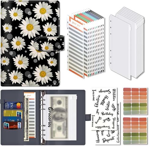 Budget Binder, Cute A6 Money Saving Binder with Zipper Envelopes, PU Leather Money Organizer for Cash, Expense Budget Sheets and Cash Envelopes for Budgeting Cute Dogs in Saudi Arabia