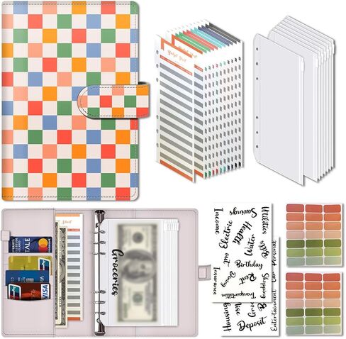 حافظة الميزانية، حافظة لطيفة لتوفير المال مقاس A6 مع مظاريف بسحاب، منظم أموال من جلد البولي يوريثان للنقود وأوراق ميزانية النفقات والأظرف النقدية لميزانية الكلاب اللطيفة in Kuwait