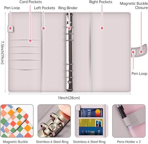 حافظة الميزانية، حافظة لطيفة لتوفير المال مقاس A6 مع مظاريف بسحاب، منظم أموال من جلد البولي يوريثان للنقود وأوراق ميزانية النفقات والأظرف النقدية لميزانية الكلاب اللطيفة in Kuwait