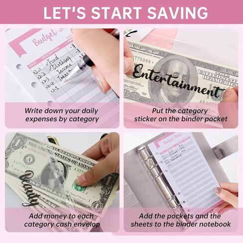 حافظة الميزانية، حافظة لطيفة لتوفير المال مقاس A6 مع مظاريف بسحاب، منظم أموال من جلد البولي يوريثان للنقود وأوراق ميزانية النفقات والأظرف النقدية لميزانية الكلاب اللطيفة in Kuwait