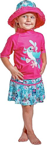 طقم سباحة 3 قطع للفتيات من UV SKINZ UPF 50+ (4T، زهور الفراشة الوردية) in Kuwait