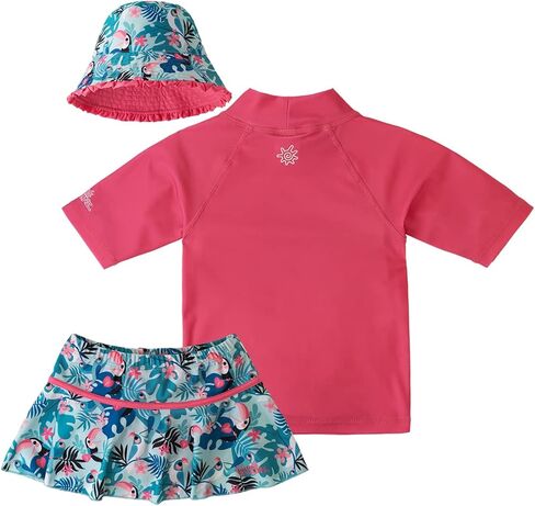 طقم سباحة 3 قطع للفتيات من UV SKINZ UPF 50+ (4T، زهور الفراشة الوردية) in Kuwait