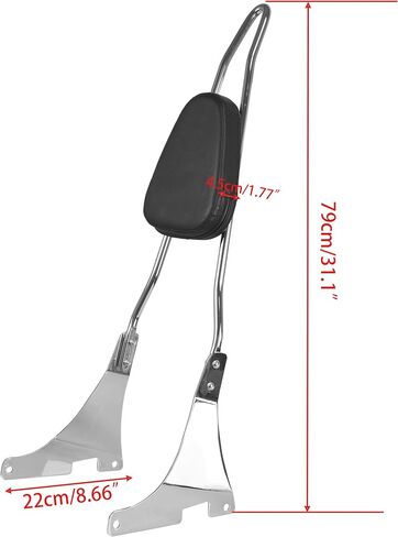 Detachables Sissy Bar Cushion Passenger Backrest W/Pad and Docking Hardware Kits Fit for Harley Sportster XL1200 883 2004-2023 (Chrome) in Saudi Arabia