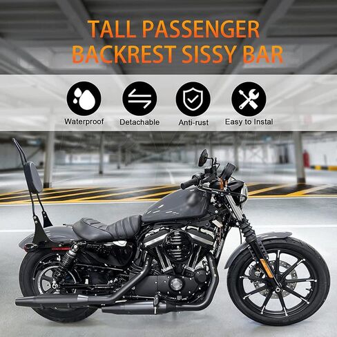 Detachables Sissy Bar Cushion Passenger Backrest W/Pad and Docking Hardware Kits Fit for Harley Sportster XL1200 883 2004-2023 (Chrome) in Saudi Arabia