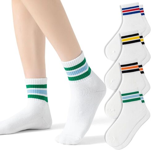 Novelty Socks For Women - Striped Retro Mini Crew Sporty Calf Casual Cotton Ankle Socks in Kuwait