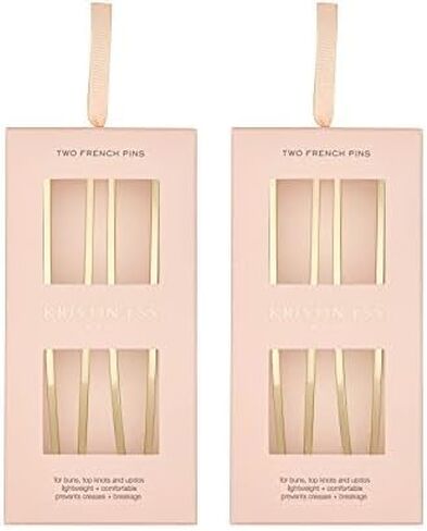 Kristin Ess French Pin Set of 2 - U Shaped French Hair Pins for Buns, Chignons, Wedding Updo Hairstyles and Top Knots - Hair Styling Accessories for Women - Gold in Saudi Arabia