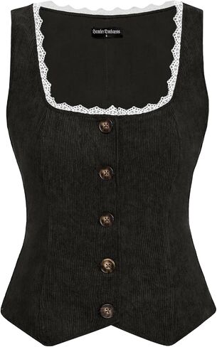 Scarlet Darkness Women Renaissance Corset Vintage Button Down Corduroy Pirate Waistcoat Vest in Saudi Arabia