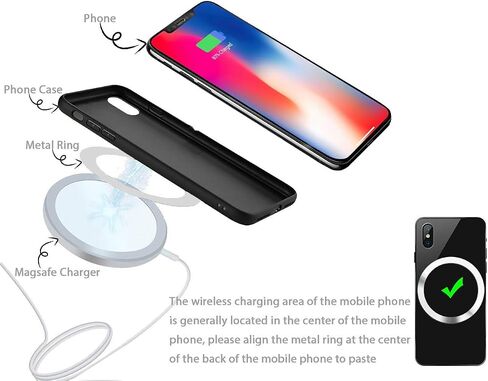 WYNK Magnetic Wireless Charger Universal Metal Rings 6 PCS Compatible for Apple Magsafe Charger, Compatible with iPhone 15/14/13/12 Series(Mini/Plus/Pro/Pro Max) and Samsung Galaxy(Black+White+Sliver) in Kuwait