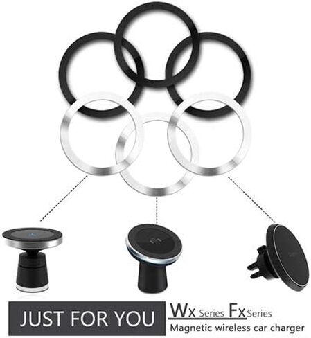 WYNK Magnetic Wireless Charger Universal Metal Rings 6 PCS Compatible for Apple Magsafe Charger, Compatible with iPhone 15/14/13/12 Series(Mini/Plus/Pro/Pro Max) and Samsung Galaxy(Black+White+Sliver) in Kuwait