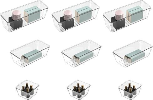 6 Pcs Clear Drawer Organizer Set, 3 Size Acrylic Drawer Storage Trays, Storage Tray for Makeup, Kitchen, Gadgets, Office in Saudi Arabia