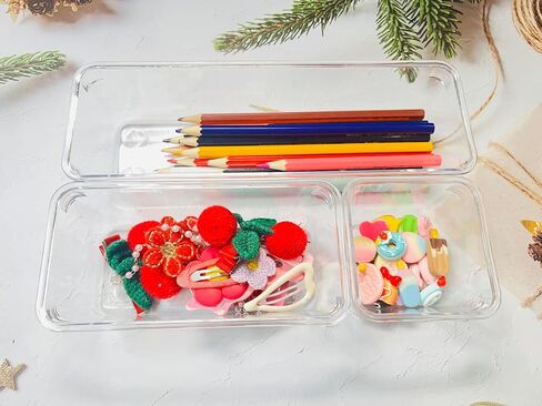 6 Pcs Clear Drawer Organizer Set, 3 Size Acrylic Drawer Storage Trays, Storage Tray for Makeup, Kitchen, Gadgets, Office in Saudi Arabia