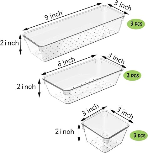 6 Pcs Clear Drawer Organizer Set, 3 Size Acrylic Drawer Storage Trays, Storage Tray for Makeup, Kitchen, Gadgets, Office in Saudi Arabia