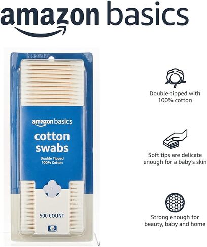 Amazon Basics Cotton Swabs, 500 Count in Saudi Arabia