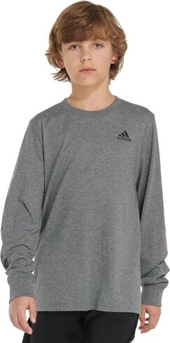 adidas Boys' Long Sleeve Cotton Small Logo T-Shirt in Saudi Arabia